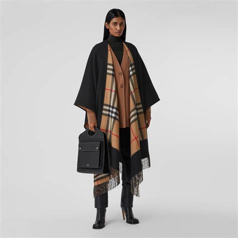 burberry check wool cashmere cape.